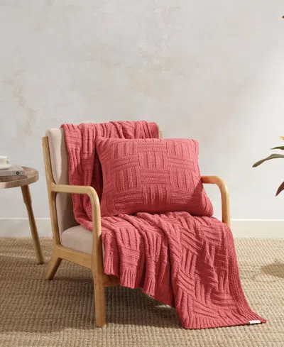 Tommy Bahama Home Chain Basket Knit Decorative Pillow, 20" X 20" In Pink