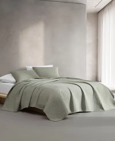 Calvin Klein Closeout!  Mini Channel Stitch Solid 3-pc. Quilt Set, Queen In Green