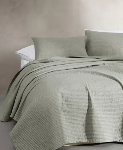 Calvin Klein Closeout!  Mini Channel Stitch Solid 3-pc. Quilt Set, Queen In Green