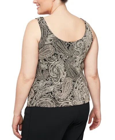 Alex Evenings Plus Size Glitter-print Jacket & Top Set In Black