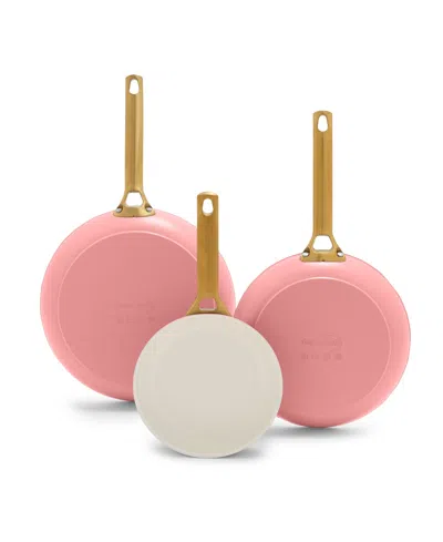 Greenpan Reserve Hard Anodized Aluminum, Stainless Steel 3 Piece Nonstick Frying Pan Set In Pink