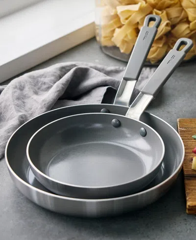 Greenpan X Bobby Flay Nonstick Stainless Steel 8" And 10" Frypan Set In Silver