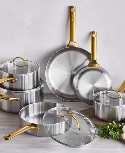 Greenpan Reserve Stainless Steel 10-piece Cookware Set In Silver