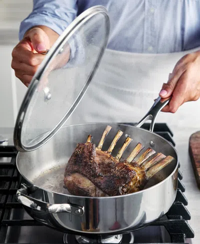 Greenpan Valencia Pro Stainless Steel Uncoated 5-quart Saute Pan With Lid In Gray