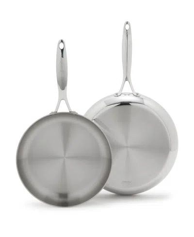 Greenpan Valencia Pro Stainless Steel Uncoated 2-pc. Frypan Set In Silver