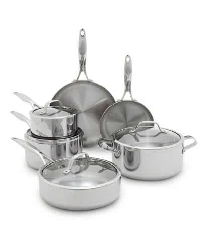 Greenpan Valencia Pro Stainless Steel Uncoated 10-pc. Cookware Set In Gray