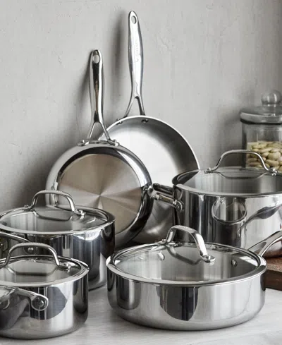Greenpan Valencia Pro Stainless Steel Uncoated 10-pc. Cookware Set In Gray