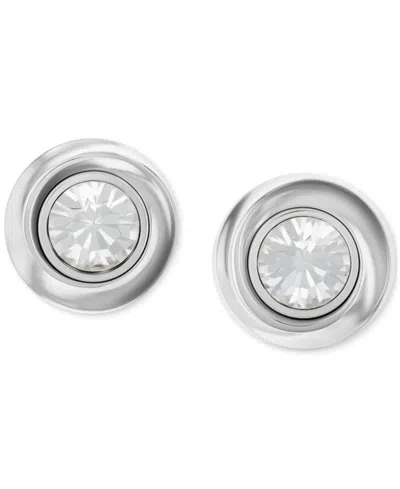 Calvin Klein Stainless Steel Cubic Zirconia Twisted Bezel Stud Earrings In Silver