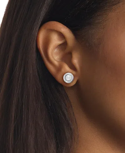 Calvin Klein Stainless Steel Cubic Zirconia Twisted Bezel Stud Earrings In Silver