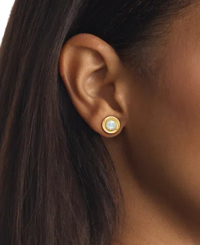 Calvin Klein Stainless Steel Cubic Zirconia Twisted Bezel Stud Earrings In Gold