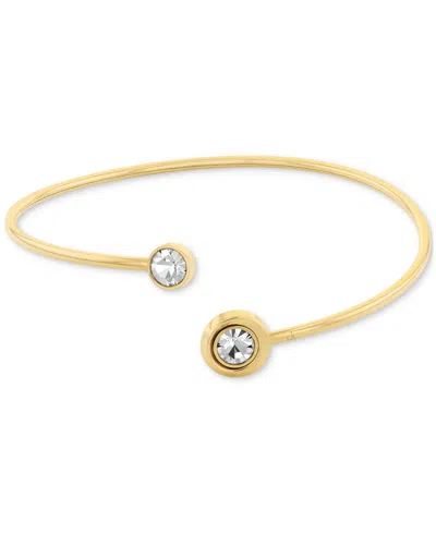 Calvin Klein Stainless Steel Cubic Zirconia Twisted Bezel Cuff Bracelet In Gold