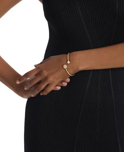 Calvin Klein Stainless Steel Cubic Zirconia Twisted Bezel Cuff Bracelet In Gold