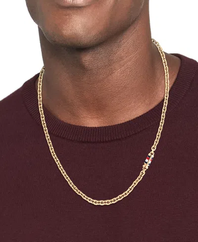 Tommy Hilfiger Bruce Necklace Gold In Burgundy