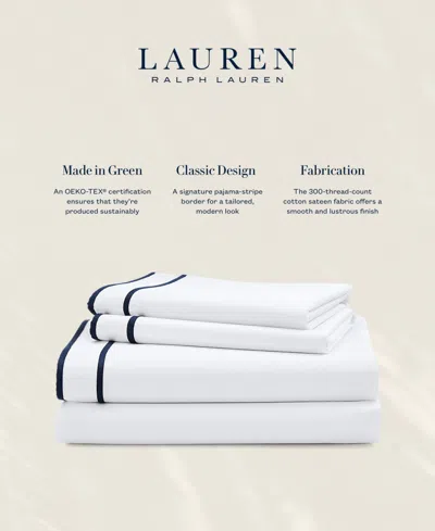 Ralph Lauren Spencer 300 Thread Count Sateen Border Sheet Set, Queen