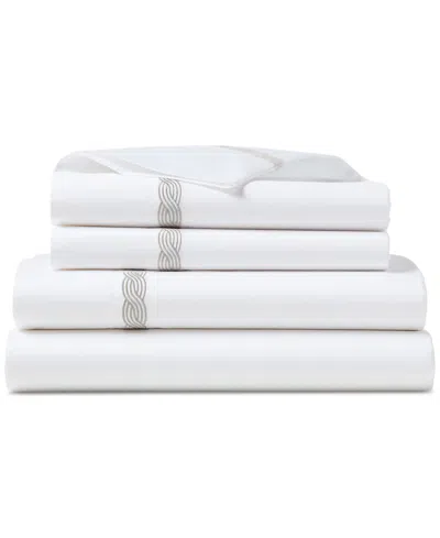 Ralph Lauren Spencer Cable Embroidery 4-pc. Sheet Set, California King In Gray