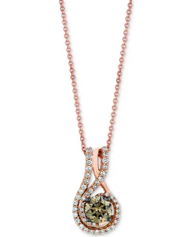 Le Vian Chocolate Diamond & Vanilla Diamond (7/8 Ct. T.w.) Swirl 18" Pendant Necklace In 14k Rose Gold