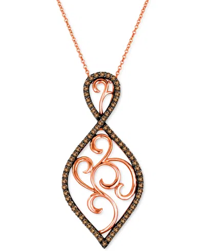 Le Vian Chocolate Diamond Openwork Swirl 18" Pendant Necklace (5/8 Ct. T.w.) In 14k Rose Gold In Gold