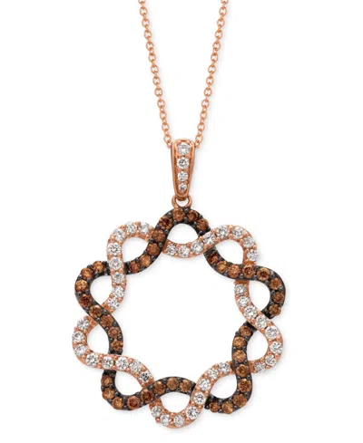 Le Vian Chocolatier Chocolate Diamond & Vanilla Diamond Intertwined Star Adjustable 20" Pendant Neckalce (1- In Multi
