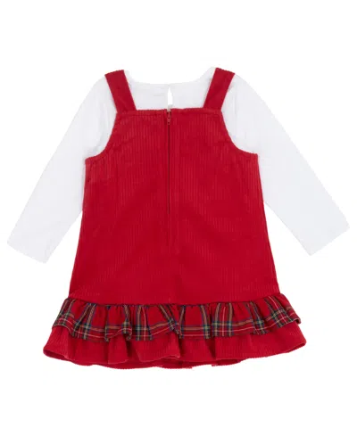 Rare Editions Baby Girls 2-piece Long Sleeves Top And Jumper Set In Red