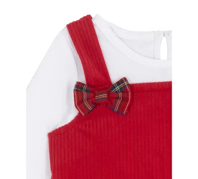 Rare Editions Baby Girls 2-piece Long Sleeves Top And Jumper Set In Red