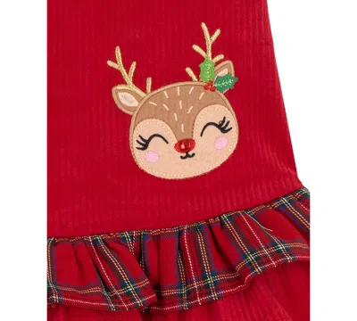 Rare Editions Baby Girls 2-piece Long Sleeves Top And Jumper Set In Red