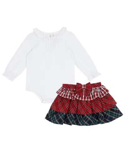 Rare Editions Baby Girls 2-piece Mixed Plaid Skirt And Bodysuit Set In Multi