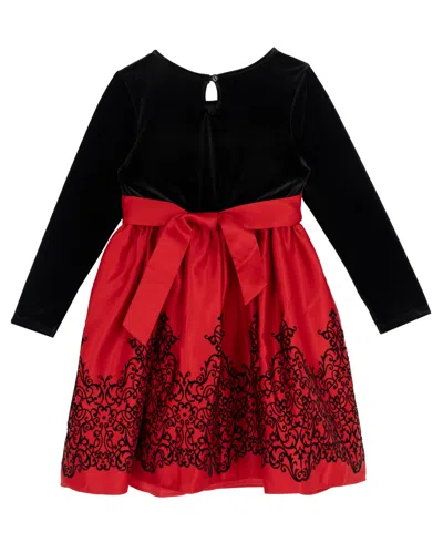 Rare Editions Girls 2t-6x 2-piece Mini Bag And Long-sleeve Jewel Bow Dress Set In Red