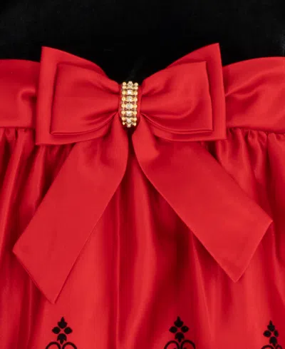 Rare Editions Girls 2t-6x 2-piece Mini Bag And Long-sleeve Jewel Bow Dress Set In Red