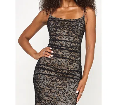 Emerald Sundae Juniors' Sleeveless Lace Corset Back Gown In Gray