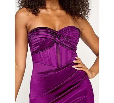 Katia Rae Juniors' Strapless Bodycon Mini Dress In Purple