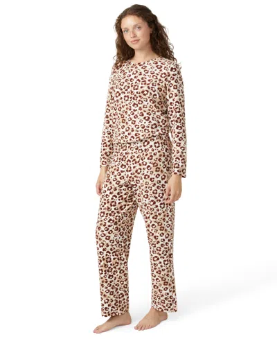 Hue Women's Waffle Fleece Pajama Set In White