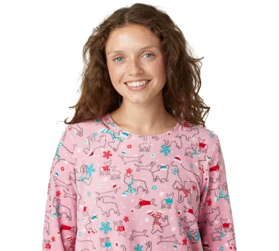 Hue Women's Waffle Fleece Pajama Set In Pink