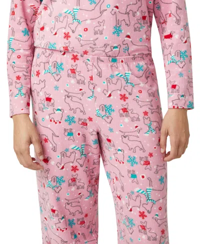 Hue Women's Waffle Fleece Pajama Set In Pink