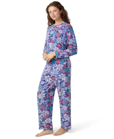 Hue Women's Waffle Fleece Pajama Set In Blue