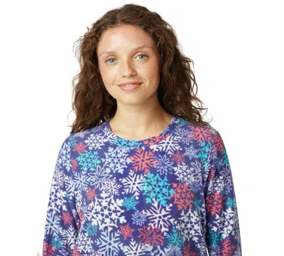 Hue Women's Waffle Fleece Pajama Set In Blue