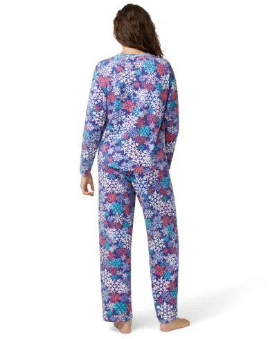 Hue Women's Waffle Fleece Pajama Set In Blue
