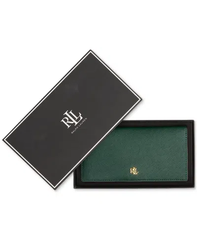 Ralph Lauren Crosshatch Leather Slim Snapped-closure Wallet
