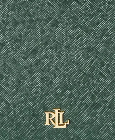 Ralph Lauren Crosshatch Leather Large Hanna Satchel In Green