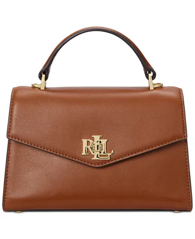 Ralph Lauren Farrah Small Leather Satchel In Brown