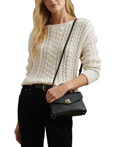 Ralph Lauren Farrah Small Leather Satchel In Black