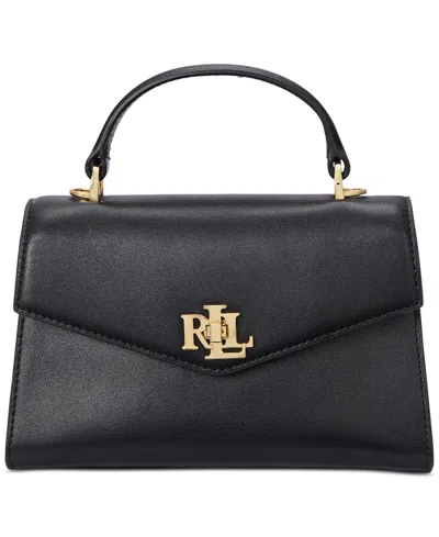 Ralph Lauren Farrah Small Leather Satchel In Black
