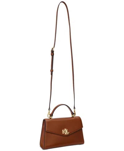Ralph Lauren Farrah Small Leather Satchel In Brown
