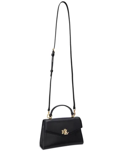 Ralph Lauren Farrah Small Leather Satchel In Black