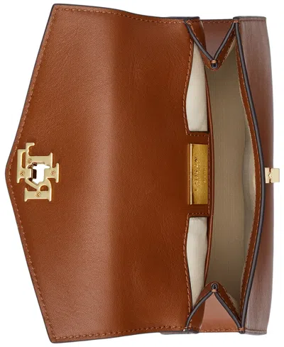 Ralph Lauren Farrah Small Leather Satchel In Brown