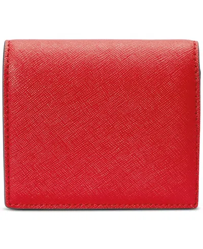 Ralph Lauren Crosshatch Leather Compact Wallet In Orange