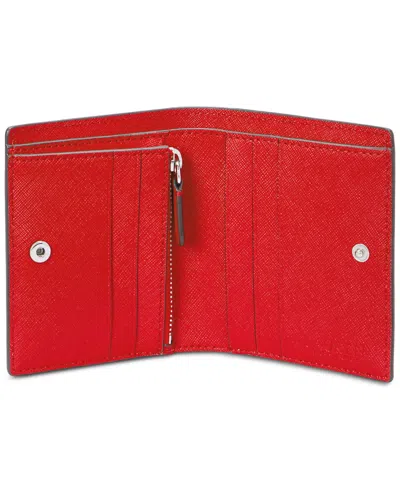 Ralph Lauren Crosshatch Leather Compact Wallet In Orange