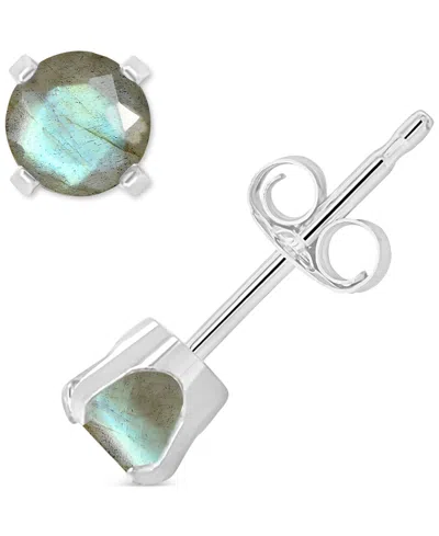 Macy's Labradorite Stud Earrings In 14k Gold (also In Onyx & Turquoise) In Green