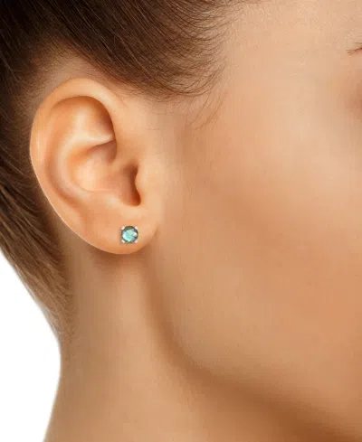 Macy's Labradorite Stud Earrings In 14k Gold (also In Onyx & Turquoise) In Green
