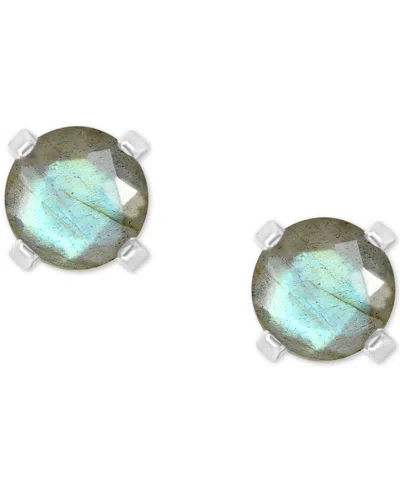 Macy's Labradorite Stud Earrings In 14k Gold (also In Onyx & Turquoise) In Green