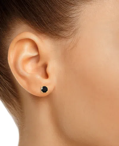 Macy's Labradorite Stud Earrings In 14k Gold (also In Onyx & Turquoise) In Black